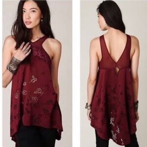 Reversible Laser Cut Free People Tunic Tank in Mulberry